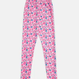 Pantaloons Junior Girls Pink & Blue Floral Printed Ankle-Length Leggings-picture-50