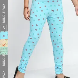 BAESD Girls Pack Of 3 Printed Super Soft Pure Cotton Churidar-Length Leggings-picture-23