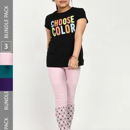 IndiWeaves Girls Pack Of 3 Comfort-Fit Pure Cotton Ankle-Length Leggings-picture-20