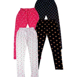IndiWeaves Girls Pack of 4 Printed Pure Cotton Ankle-Length Leggings-picture-32