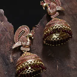 ANIKAS CREATION Gold-Plated Contemporary Jhumkas Earrings-picture-22