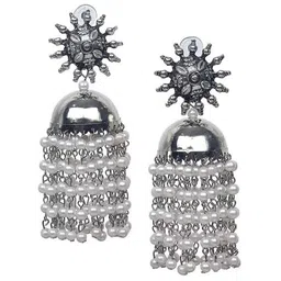 Samridhi DC Silver-Plated Contemporary Jhumkas Earrings-picture-20