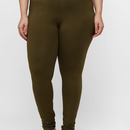 De Moza Women Green Solid Cotton Churidar-Length Leggings-picture-41