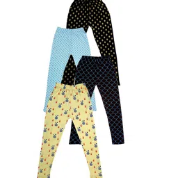 IndiWeaves Girls Pack of 4 Printed Super Soft Pure Cotton Ankle-Length Leggings-picture-23