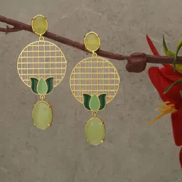CELEBRAVO Brass-Plated Floral Drop Earrings-picture-10