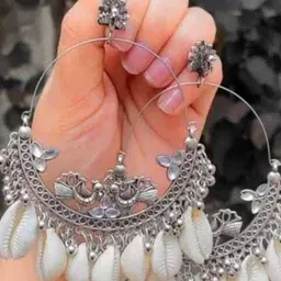 Samridhi DC Silver-Plated Contemporary Oxidised Chandbalis-picture-28