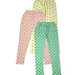 IndiWeaves Girls Pack of 3 Printed Pure Cotton Ankle Length Leggings-picture-24