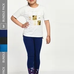IndiWeaves Girls Pack Of 3 Printed Pure Cotton Ankle Length Leggings-picture-36