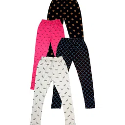 IndiWeaves Girls Pack of 4 Printed Pure Cotton Ankle Length Leggings-image-56