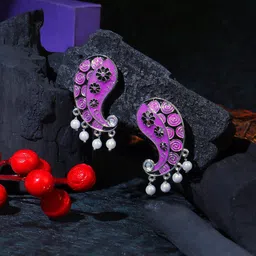 Adwitiya Collection Silver-Plated Classic Drop Earrings-picture-43