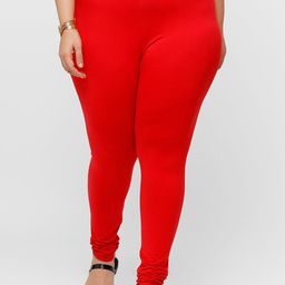 De Moza Women Red Solid Cotton Churidar-Length Leggings-picture-39
