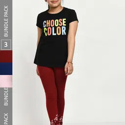 IndiWeaves Girls Pack Of 3 Printed Pure Cotton Ankle Length Leggings-picture-15