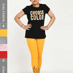IndiWeaves Girls Pack Of 4 Printed Pure Cotton Ankle Length Leggings-picture-22