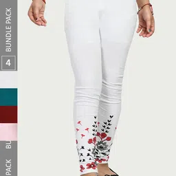 IndiWeaves Girls Pack Of 4 Comfort-Fit Pure Cotton Ankle-Length Leggings-picture-29