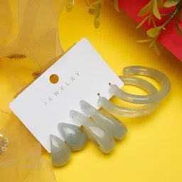 DressBerry Set Of 3 Grey Contemporary Hoop Earrings-picture-38