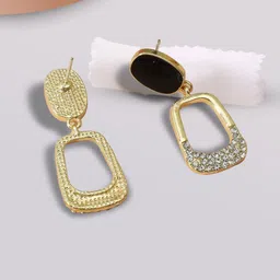 Krelin Gold-Plated Stone Studded Square Drop Earrings-image-19