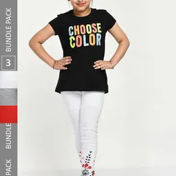 IndiWeaves Girls Pack Of 3 Printed Pure Cotton Ankle Length Leggings-picture-40