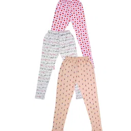 IndiWeaves Girls Pack Of 3 Allover Printed Ankle Length Pure Cotton Leggings-picture-53