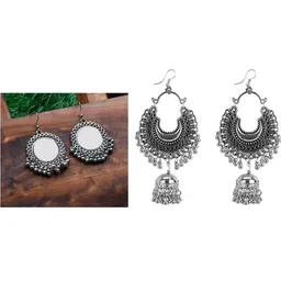 Samridhi DC Set Of 2 Silver-Plated Contemporary Chandbalis Earrings-picture-39