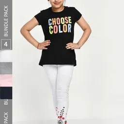 IndiWeaves Girls Pack of 4 Printed Ankle-Length Pure Cotton Leggings-image-84