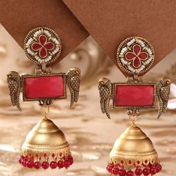 KARATCART Gold-Plated Contemporary Jhumkas Earrings-picture-22