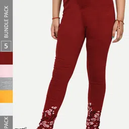 IndiWeaves Girls Pack Of 5 Printed Skin friendly dyes Pure Cotton Ankle Length Leggings-picture-29