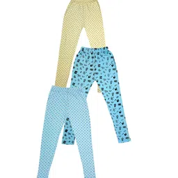 IndiWeaves Girls Pack of 3 Printed Super Soft Pure Cotton Ankle-Length Leggings-picture-27