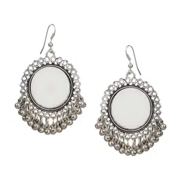 Samridhi DC Silver-Plated Contemporary Oxidised Drop Earrings-image-0
