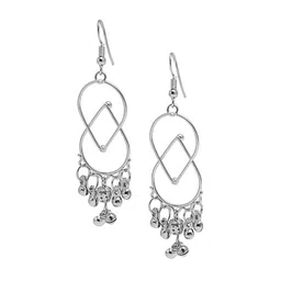 Shining Jewel - By Shivansh Silver-Toned Contemporary Drop Earrings-picture-30