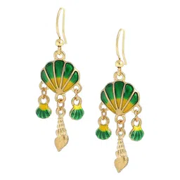 EL REGALO Gold-Toned & Green Star Shaped Drop Earrings-picture-38