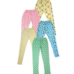 IndiWeaves Girls Pack of 5 Printed Pure Cotton Ankle Length Leggings-picture-40