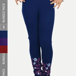IndiWeaves Girls Pack Of 3 Printed Pure Cotton Ankle Length Leggings-picture-39