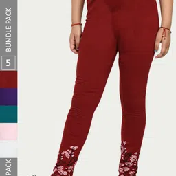 IndiWeaves Girls Pack Of 5 Printed Pure Cotton Ankle Length Leggings-picture-21