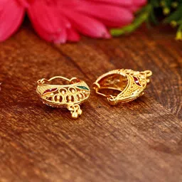 Vighnaharta Gold-Plated Floral Hoop Earrings-picture-30
