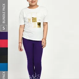 IndiWeaves Girls Pack Of 5 Printed Skin friendly dyes Pure Cotton Ankle Length Leggings-picture-16