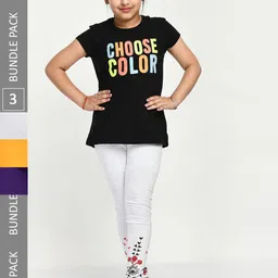 IndiWeaves Girls Pack Of 3 Printed Pure Cotton Ankle Length Leggings-picture-18