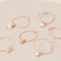Accessorize Set Of 3 Rose Gold Contemporary Half Hoop Earrings image 1