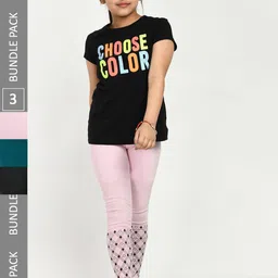 IndiWeaves Girls Pack Of 3 Printed Pure Cotton Ankle Length Leggings-picture-17