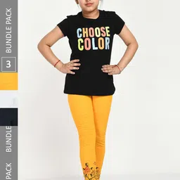 IndiWeaves Girls Pack Of 3 Printed Skin friendly dyes Pure Cotton Ankle Length Leggings-picture-40