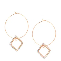 Shining Jewel - By Shivansh Rose Gold-Plated Contemporary Hoop Earrings-picture-27