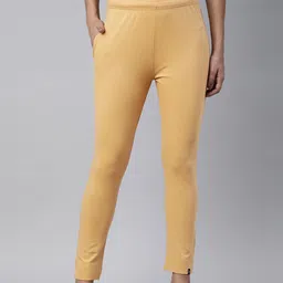Twin Birds Women Beige Solid Cotton Sleek Ethnic Knitted Kurti Leggings-image-66