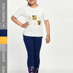 IndiWeaves Girls Pack Of 3 Printed Pure Cotton Ankle Length Leggings-picture-41