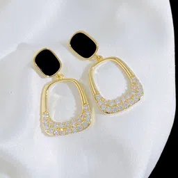 VAGHBHATT Gold Plated Stainless Steel Square Drop Earrings-picture-14