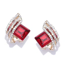 DressBerry Gold-Plated & Red Contemporary Studs Earrings-picture-27