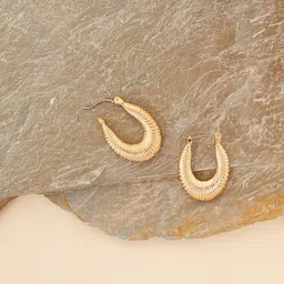 Accessorize Gold-Plated Ridged Oval Hoop Earring-picture-46