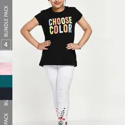 IndiWeaves Girls Pack Of 4 Printed Pure Cotton Ankle Length Leggings-picture-17
