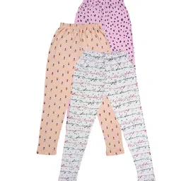 IndiWeaves Girls Pack Of 3 Printed Skin Friendly Pure Cotton Ankle Length Legging-image-89