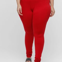 De Moza Women Red Solid Cotton Churidar-Length Leggings-picture-40