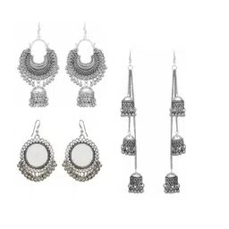 Samridhi DC Set Of 3 Silver-Plated Contemporary Drop Earrings-picture-20