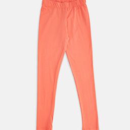 Pantaloons Junior Girls Coral Pink Solid Leggings-picture-39